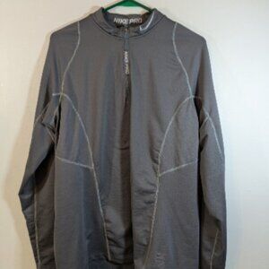 Nike Pro Hyperwarm Fitted 1/4 Zip Longsleeve Top Womens Sz Large Gray